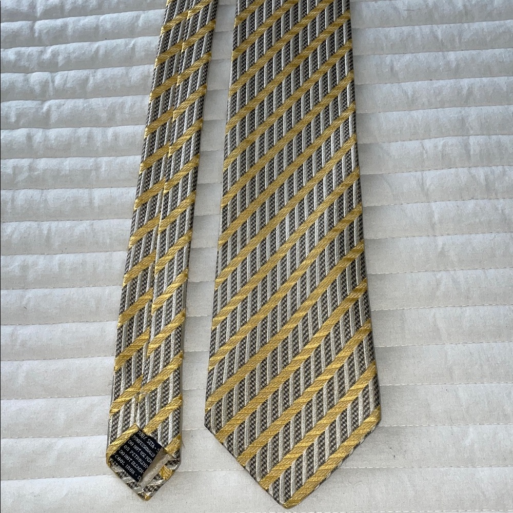 Versace Gold and Gray Striped Tie